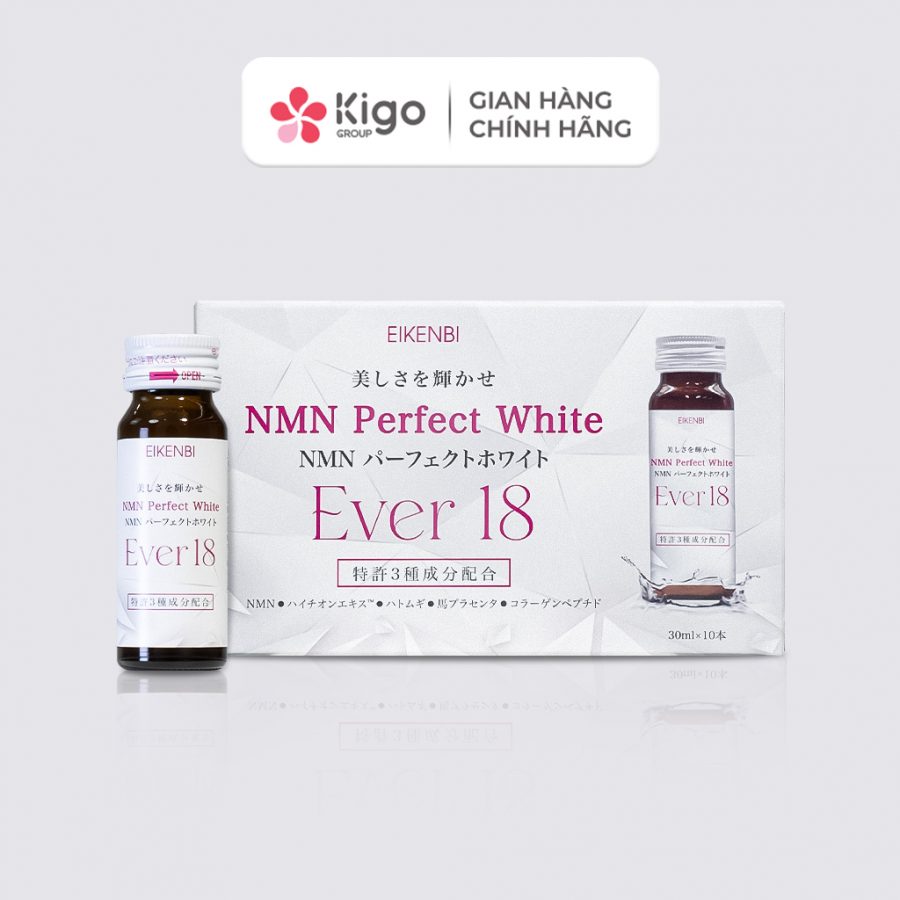 Nước Uống NMN Siêu Kích Trắng - NMN Perfect White Ever 18 [Hộp 10 chai x 30ml]
