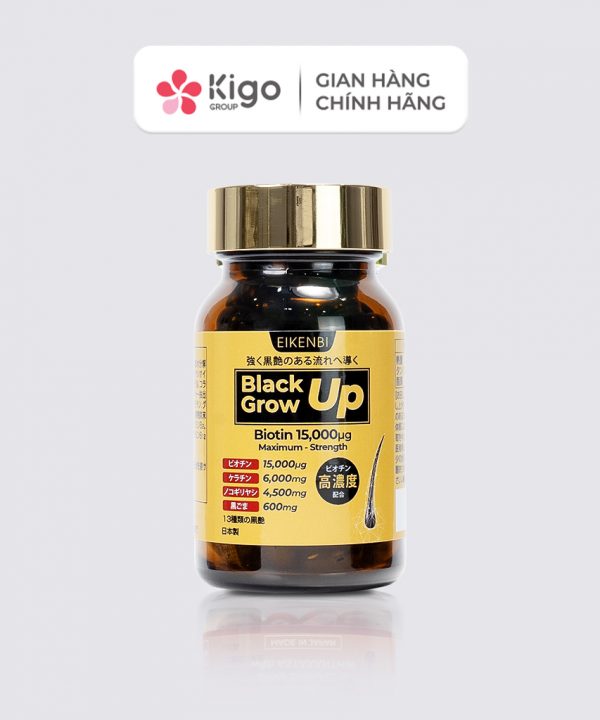 Viên Uống Mọc Tóc & Đen Tóc Black Grow Up Maximum Biotin 15,000µg [Hộp 60 viên]