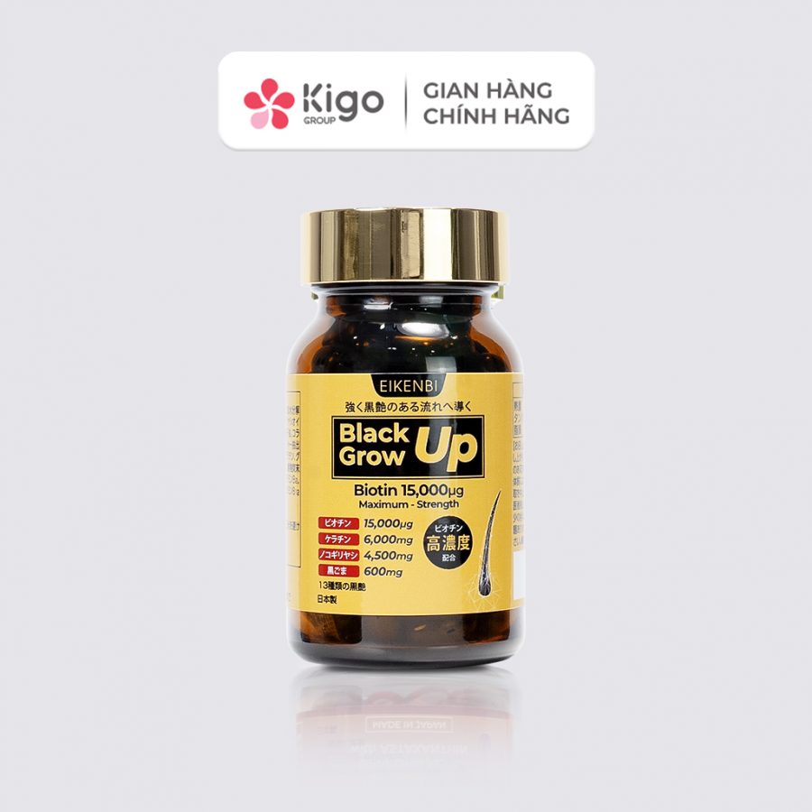 Viên Uống Mọc Tóc & Đen Tóc Black Grow Up Maximum Biotin 15,000µg [Hộp 60 viên]
